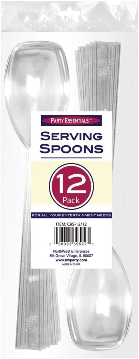 Party Essentials Hard Plastic 9 Serving Spoons Clear 12 Count 95 Inch