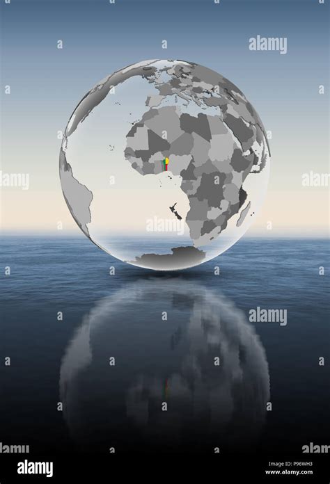 Benin With Flag On Translucent Globe Above Water D Illustration Stock