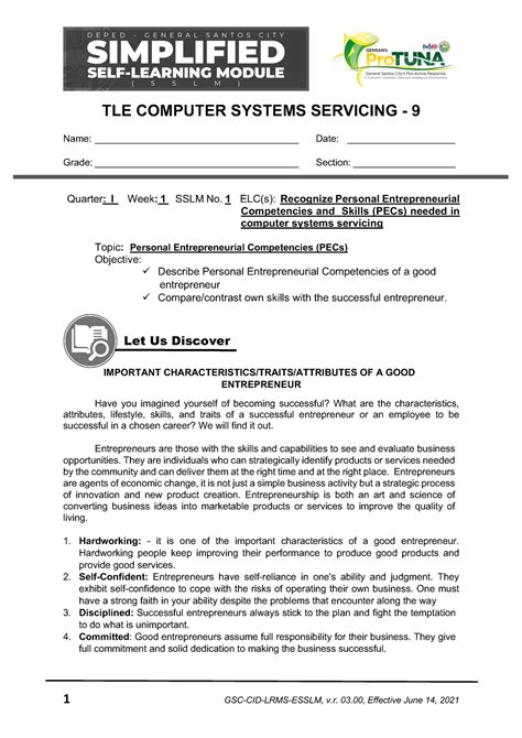 Sslm Css Q Week Tle Computer Systems Servicing Name