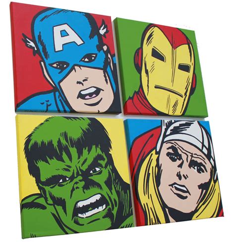 Avengers Acrylic On Canvas Four X Paintings This Commission Was