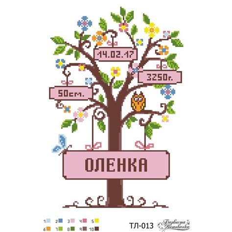 Схема картини Метрика дівчинки Деревце для вишивки бісером на тканині