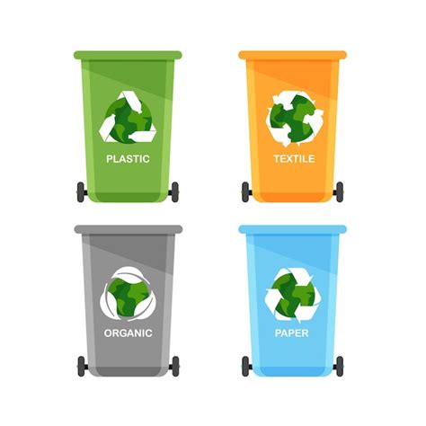 Premium Vector Sort Your Garbage Color Trash Cans With Recycling Icon