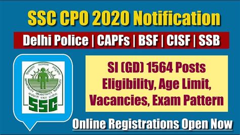 Ssc Cpo Notification Pdf Out Si Vacancy In Delhi Police