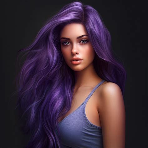 Premium Ai Image A Woman With Purple Hair And A Purple Shirt With A Purple Hair