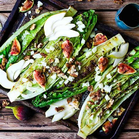 Grilled Romaine Hearts With Figs Pear And Manchego Nicky S Kitchen