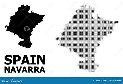 Vector Halftone Mosaic And Solid Map Of Navarra Province Stock Vector