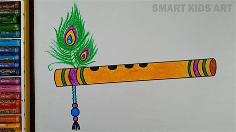 How To Draw Flute Of Krishna Janmashtami Drawing Bansuri Drawing