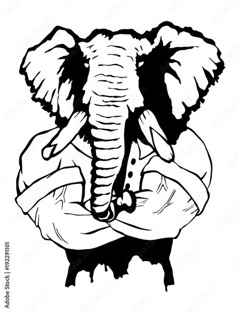 Isolated Vector Illustration A Strong Wild Elephant Man Logo Stock