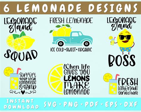 Lemonade Stand Svg Bundle 6 Designs Lemonade Stand Boss Svg Etsy