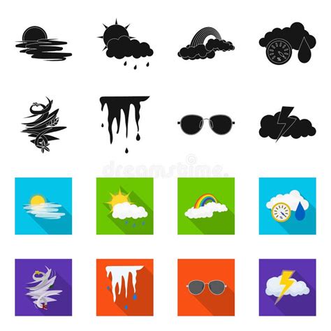 Vector Design Of Weather And Climate Logo Set Of Weather And Cloud