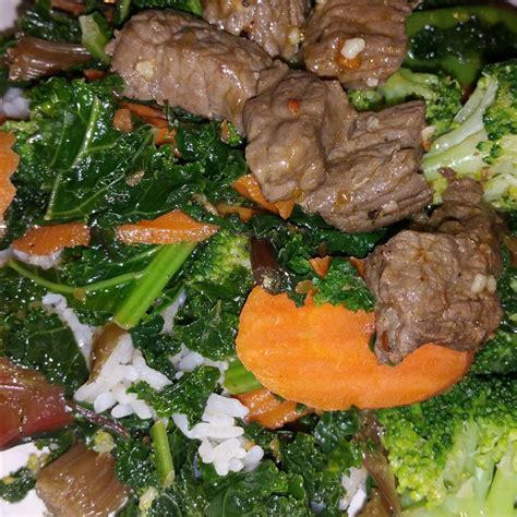 Stir Fried Kale And Broccoli Florets Recipe