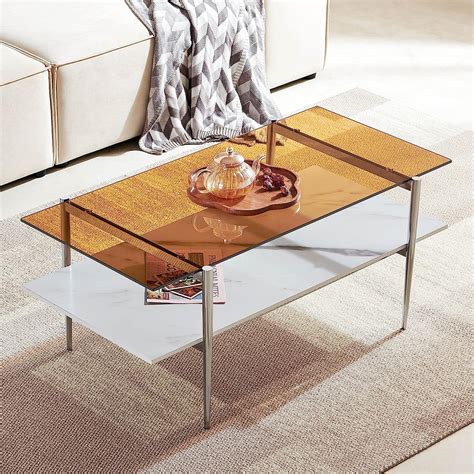 Agv Lighting Tadio Glass Coffee Table Double Layer Coffee Table