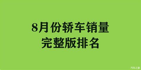 官宣！8月份轿车最新销量（完整版）排名出炉：1 195名！ 知乎