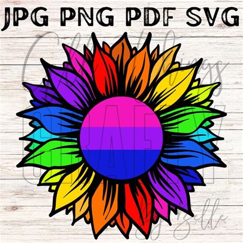 Lgbtqia Pride Svg Bisexual Pride Flag Svg Rainbow Flower Etsy