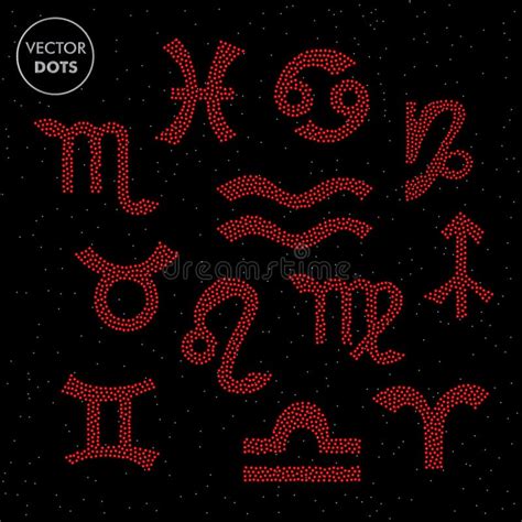 Horoscope Signs Pattern Zodiac Red Background Stock Illustration