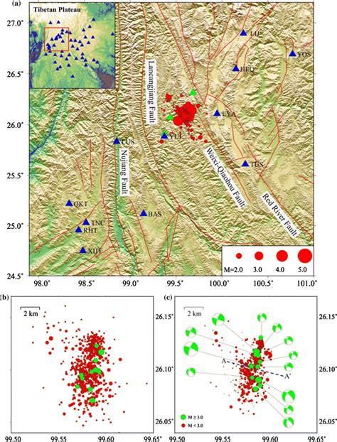 Map View Of Hypocenters Of Yunlong Ms Earthquake Sequence A