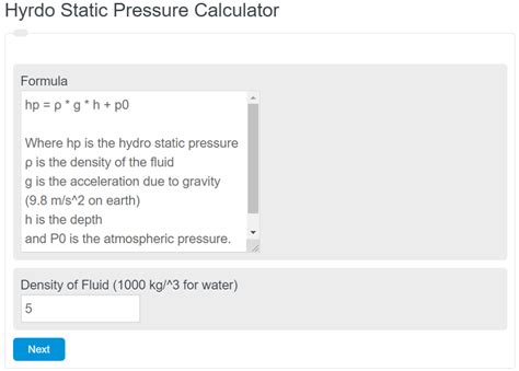 Hydrostatic Pressure Calculator - Calculator Academy