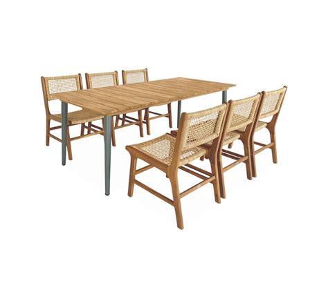 Table De Jardin Bois D Acacia Et Acier Galvanis Maringa Savane L