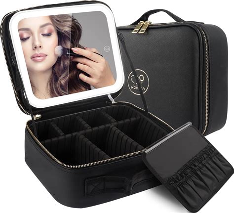 Amazon MOMIRA Makeup Bag With Mirror And Light Travel Makeup Train