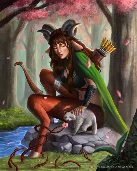 Dnd Commission Art Beautiful Female Archer Satyr By Derylarrazaq On