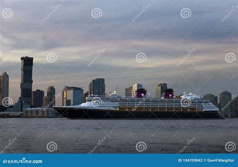 Disney Cruise Ship Coming into New York Harbor Editorial Photography ...