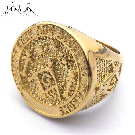 Male Freemason Stainless Steel Masonic Rings For Men Freemasonry Punk