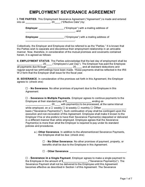 Severance Package Agreement Template