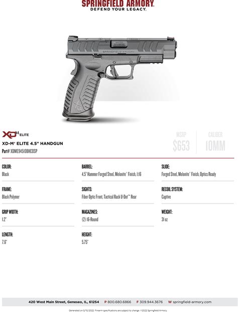 New Springfield Armory Xd M Elite 45″ Osp 10mm Power And Capacity