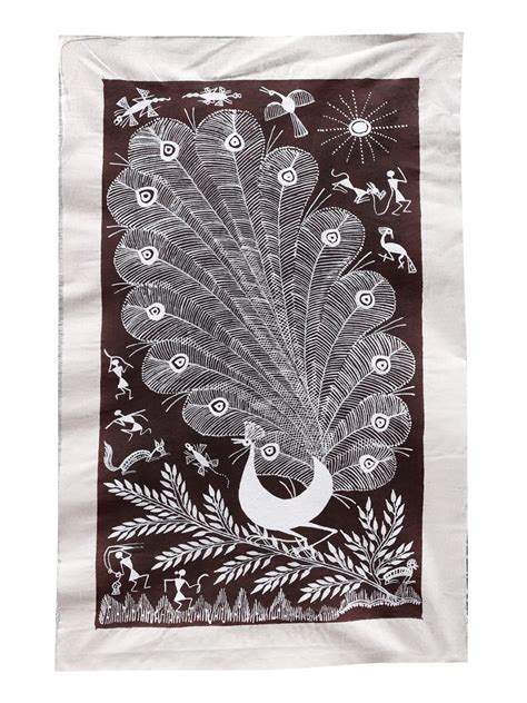 Dancing Peacock on Warli | Exotic India Art