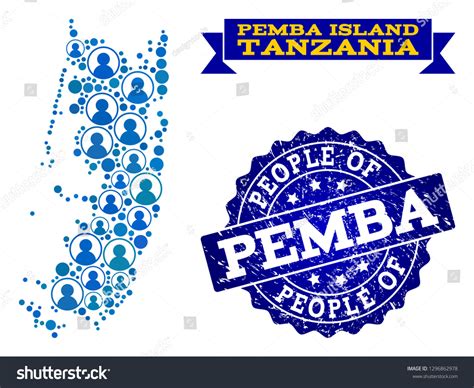 People Collage Of Blue Population Map Of Pemba Royalty Free Stock