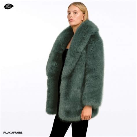 Green Faux Fur Coat Astra Size Xs