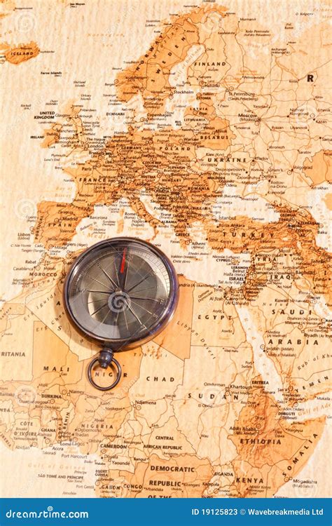 World Map With Compass Showing Stock Image Image Of East Exploration