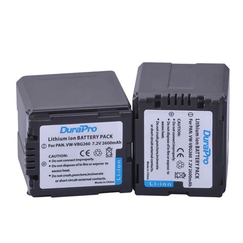 2pcs DuraPro 7 2V 2600mAh VW VBG260 VW VBG260 Battery For Panasonic HDC