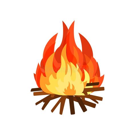 Burning Bonifire, Element of Stone Age Vector Illustration on a White ...