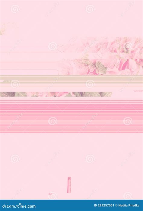 Pink Flower Aesthetic Background in Modern Style with Glitch Blurred ...