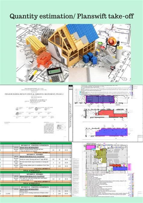 Prepare the detailed, comprehensive construction material estimate by ...