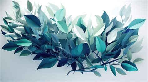 Premium Photo A Blue And White Background With Leaves And Branches