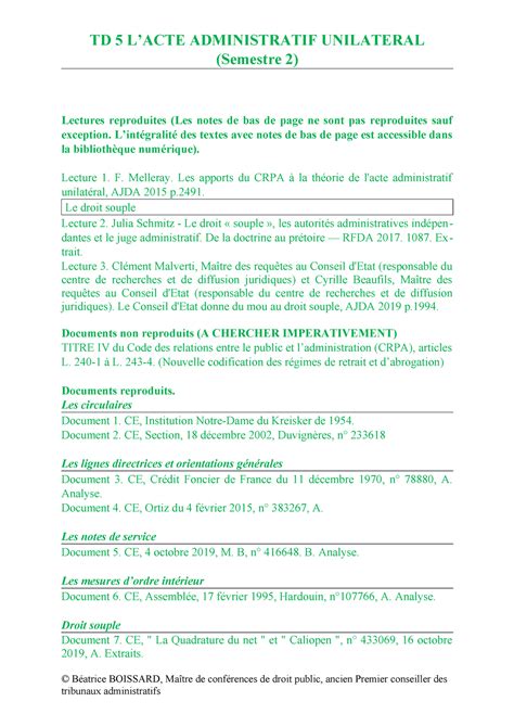 Td Aau Td De Droit Td Lacte Administratif Unilateral Semestre