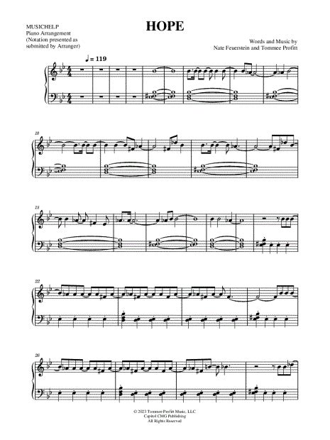 Musichelp Hope Sheet Music Piano Solo In Bb Major Download And Print Sku Mn0270714