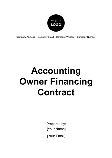 Free Accounting Owner Financing Contract Template - Edit Online