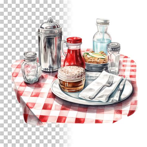 Retro Diner Restraurants Clipart Bundle 01 8x Detailed Watercolor