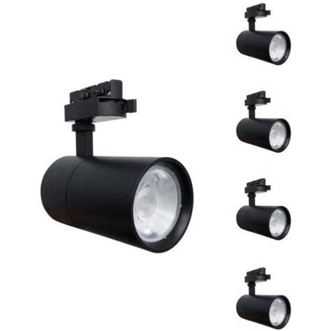 Spot Led Sur Rail W Compact Monophas Noir Pack De Blanc