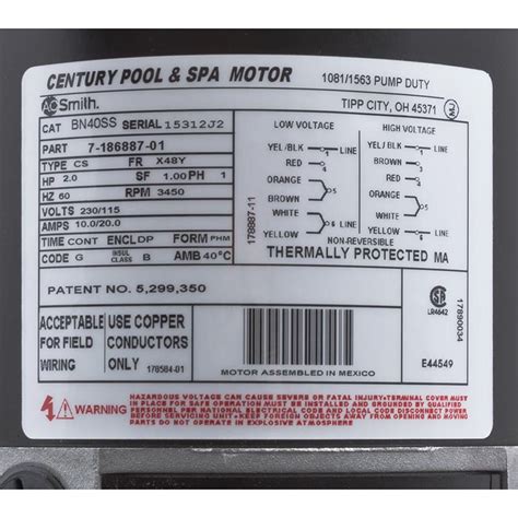 Century Ac Motor Wiring Diagram 115 230 Volts Printable Form Templates And Letter