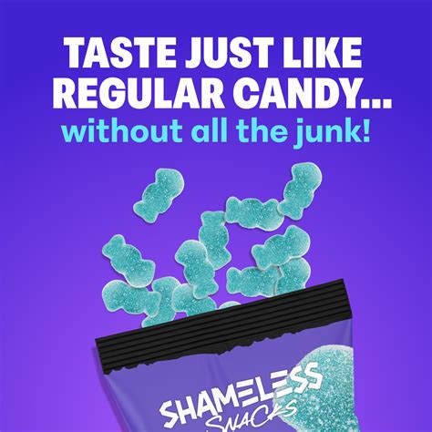 Shameless Snacks Low Sugar Vegan Sweets Keto Gummies Gluten Free 6 Pack Sour Blue