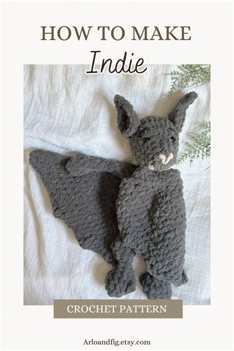 A Crochet Pattern Visual That Shows A Picture Of Indie The Bat Lovey