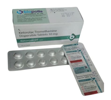 Ketorolac Tromethamine Dispersible Tablet 10 Mg 10x10 Tablets Alu Alu