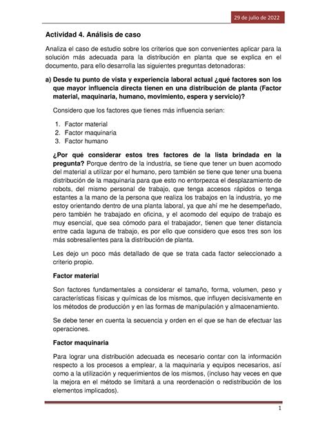 Actividad 3 Analisis de casos Actividad 4 Análisis de caso Analiza