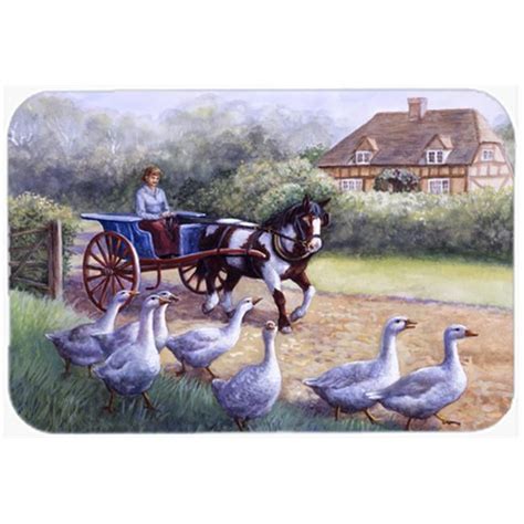 Geese Crossing Before The Horse Glass Large Cutting Board