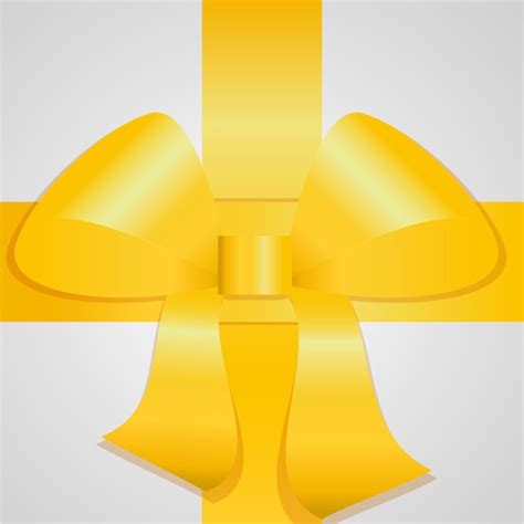 Premium Vector Bright Yellow Bow On A White Box Top View Vector