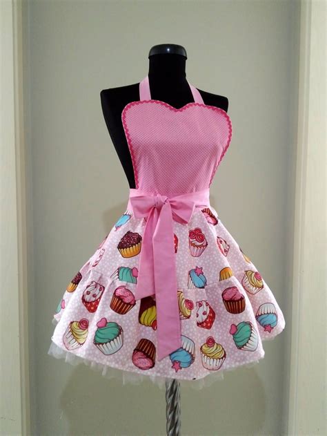 Pink Cupcakes Apron For Womens Cupcakes Apron Polka Dot Apron Cute